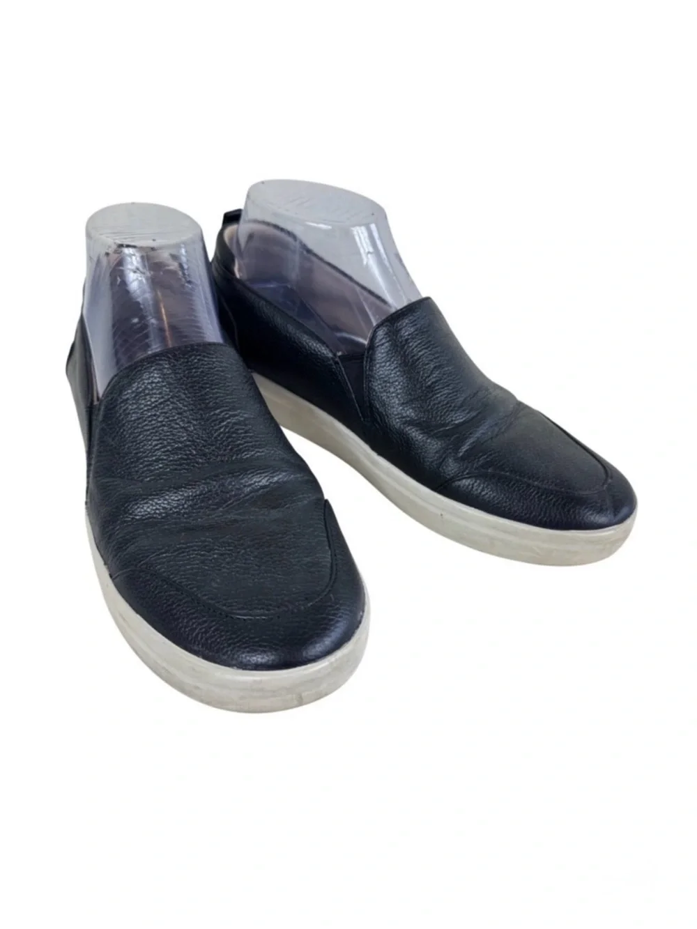 Vionic Black Pebbled‎ Leather Suede Heel Slip On Penelope Loafers Women's 7.5